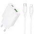 МЗП Borofone BN25 Wish PD30W+QC3.0 (1USB-A/1C) + кабель Type-C to Lightning – White. Фото 1 з 7