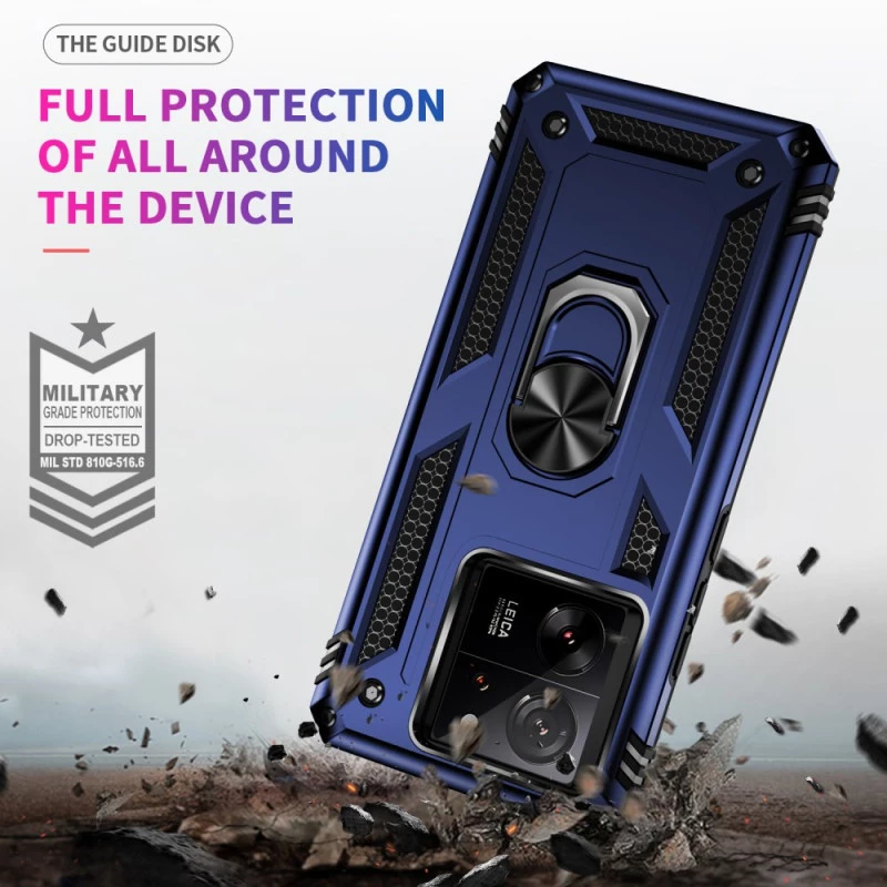 Противоударный чехол Serge Ring с кольцом для Xiaomi 13T – Темно-синий. Фото 6 из 7