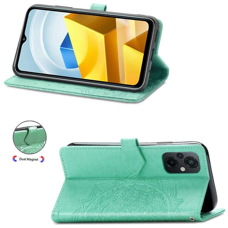 Шкіряний чохол-книжка Art Case з візитницею для Xiaomi Poco M5 – Бірюзовий. Фото 3 з 3