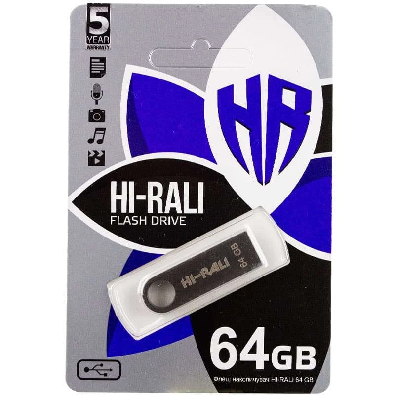 

Флеш-накопичувач USB Hi-Rali Shuttle 64 GB (чорна серія)