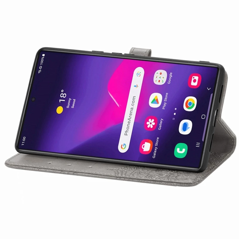 Кожаный чехол-книжка Art Case с визитницей для Samsung Galaxy S25 Ultra – Серый. Фото 4 из 11