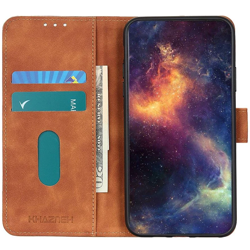 Шкіряний чохол-книжка KHAZNEH Retro для Samsung Galaxy A26 5G – Brown. Фото 2 з 4