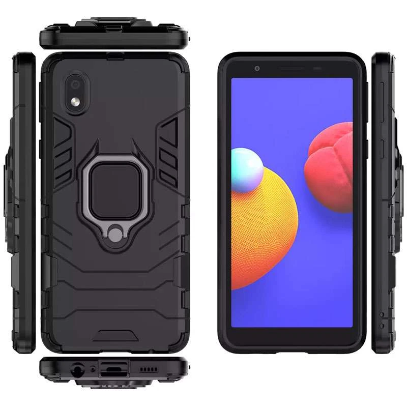 Противоударный чехол Transformer с кольцом для Samsung Galaxy M01 Core / A01 Core – Черный / Soul Black. Фото 5 из 7