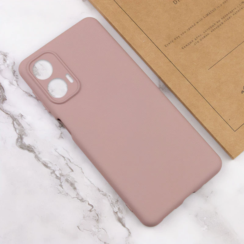 Кольоровий силіконовий чохол GETMAN із закритою камерою для Motorola Moto G24 – Рожевий / Pink Sand. Фото 5 з 5