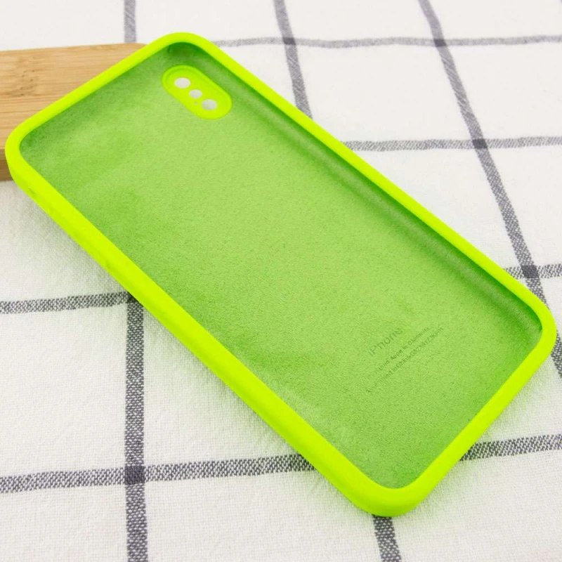 Чохол Silicone Case Square з захистом камери на Apple iPhone XS (5.8") – Салатовий / Neon green. Фото 3 з 3