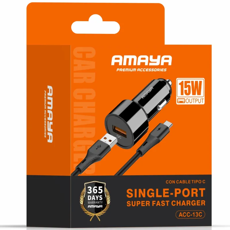 АЗУ Amaya ACC-13C QC3.0 20W (1USB-A) + кабель USB to Type-C – Black. Фото 2 из 2