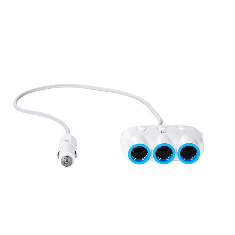 

АЗУ с разветвителем прикуривателя Hoco C1 (3 порта+2USB/3.1A) (White)