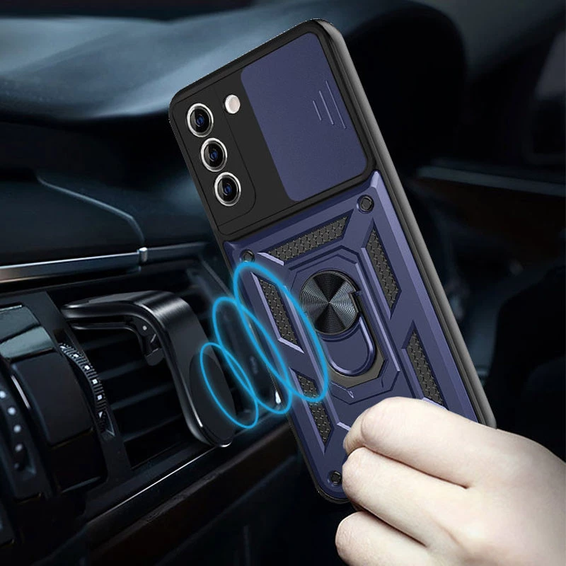 Ударопрочный чехол Serge Ring с защитой камеры для Samsung Galaxy S22 – Синий. Фото 2 из 5