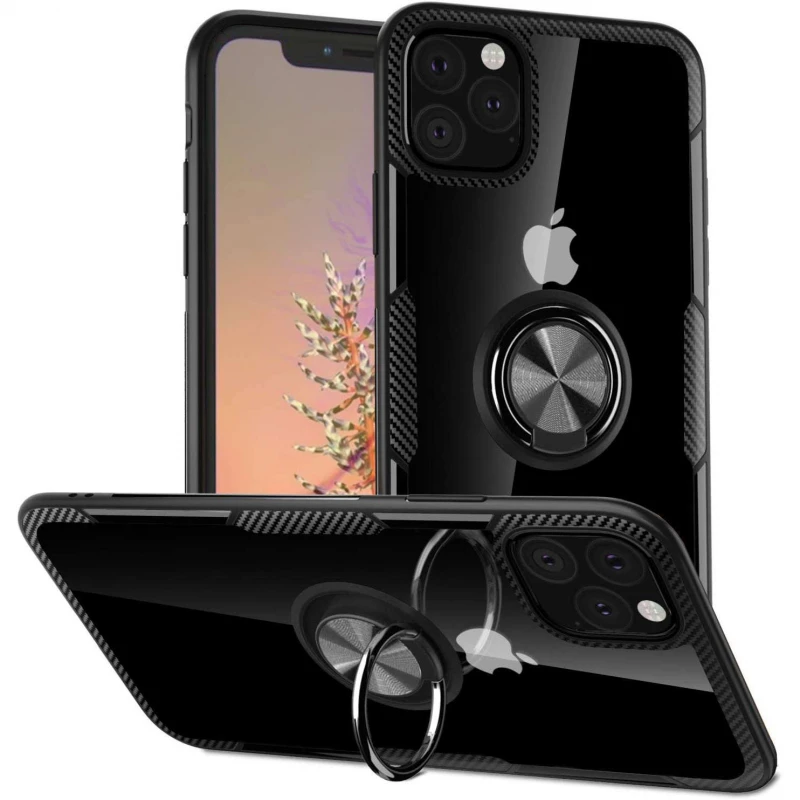 

Чохол Deen CrystalRing з магнітним кільцем на Apple iPhone 11 Pro Max (6.5") (Безбарвний / Чорний)