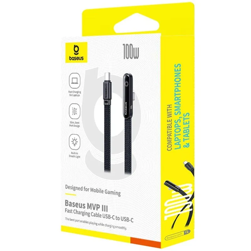 Дата кабель Baseus MVP 3 Type-C to Type-C 100W (1m) (P10382500121) – Cosmic Black. Фото 4 з 4
