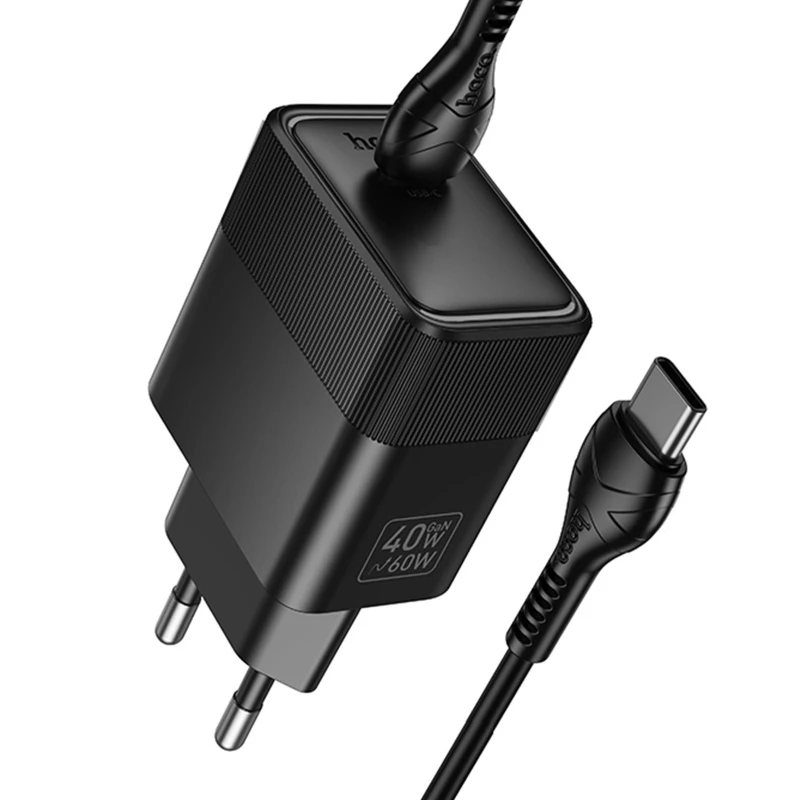 МЗП Hoco CS113A Lounge PD40W (1USB-C) + кабель Type-C to Type-C – Black. Фото 4 з 5