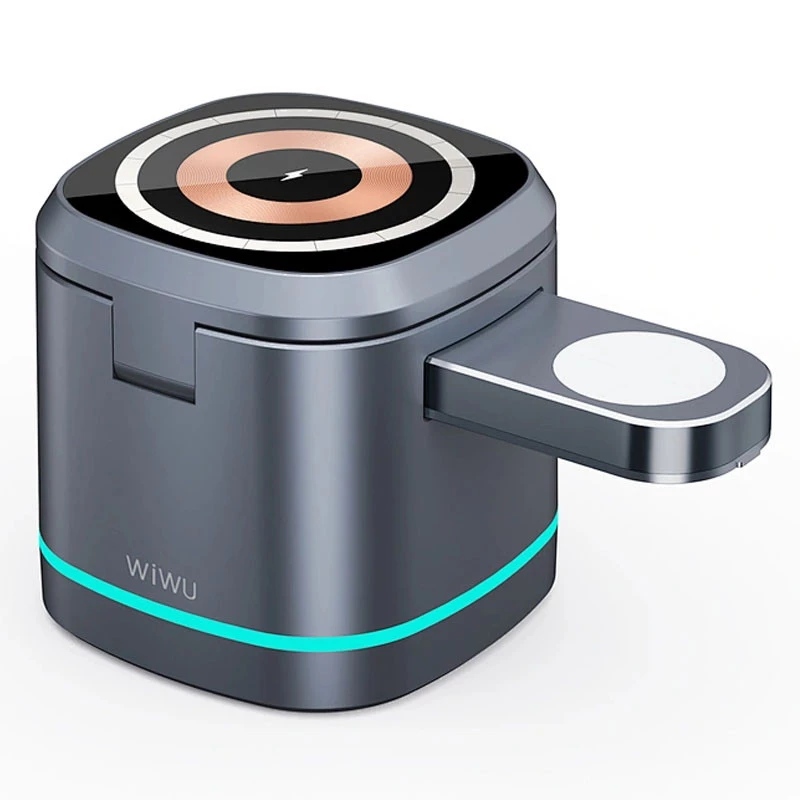 БЗП WIWU Wi-W024 3 in 1 wireless charger – Grey. Фото 2 з 4