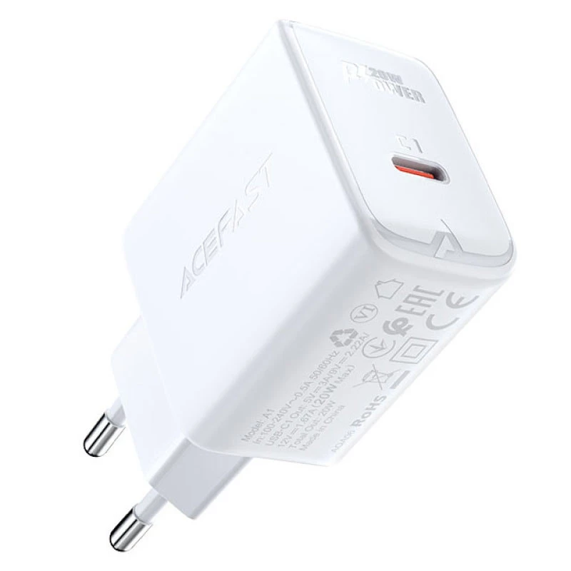 МЗП Acefast A21 30W GaN single USB-C – White. Фото 3 з 4