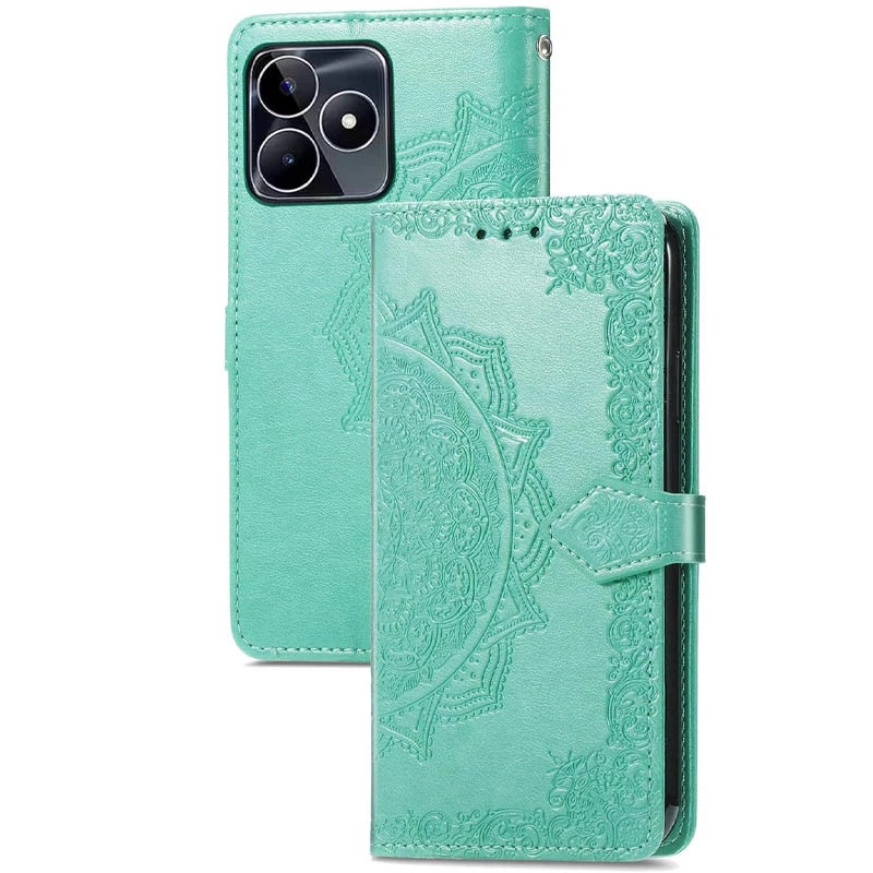 Шкіряний чохол-книжка Art Case з візитницею для Realme C51 – Бірюзовий. Фото 6 з 6