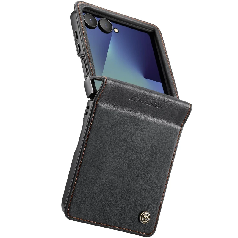 Кожаный чехол-книжка CaseMe Velvet Matte для Samsung Galaxy Z Flip7 – Black. Фото 4 из 5
