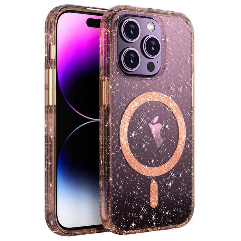 Чохол з блискітками та MagSafe на Apple iPhone 13 Pro Max (6.7") – Gold+Glitter. Фото 2 з 7