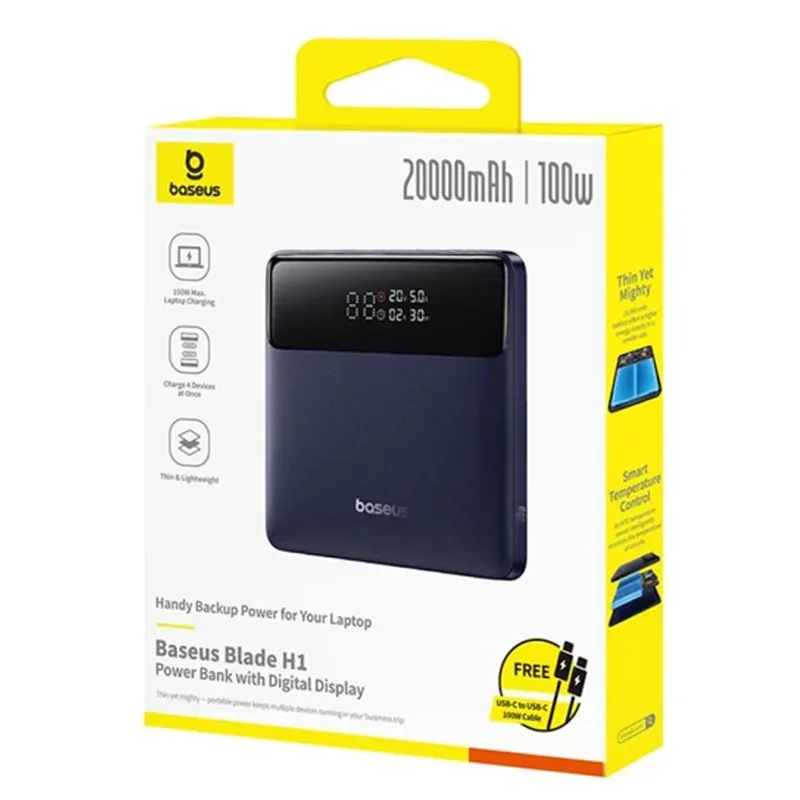 Портативний ЗП Power Bank Baseus H1 PD100W 20000 mAh (PPBLD100HD) – Cosmic Black. Фото 4 з 4
