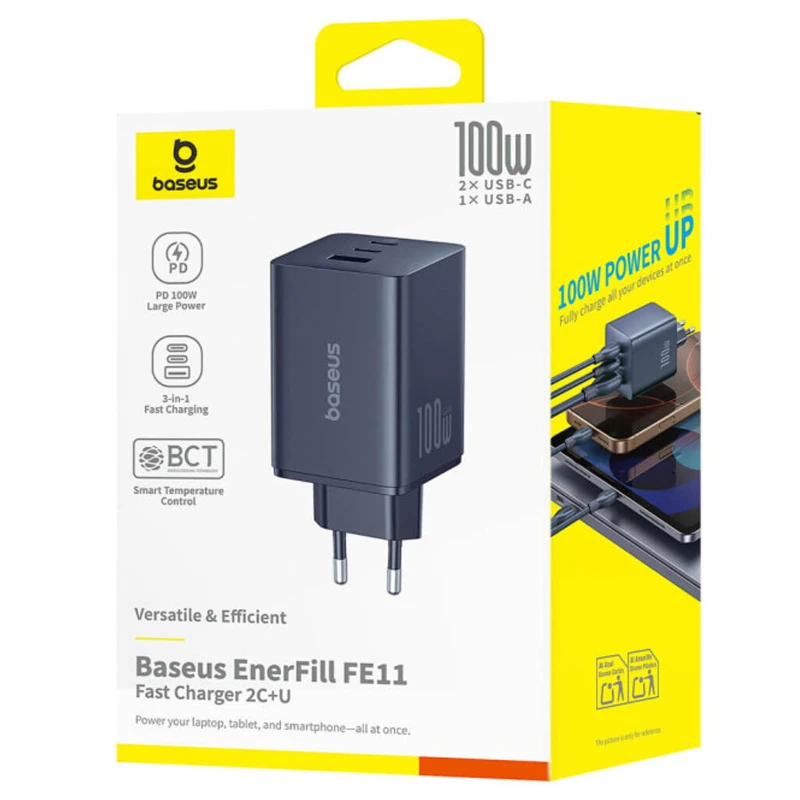 МЗП Baseus EnerFill FE11 Fast Charger 100W (1USB-A/2C) (P101821) – Cosmic Black. Фото 4 з 4