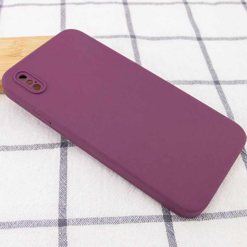 Чехол Silicone Case Square L с защитой камеры для Apple iPhone XS (5.8") – Бордовый / Maroon. Фото 2 из 3
