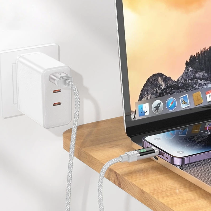 Дата кабель Hoco U126 Lantern 2.4A USB to Lightning (1.2m) – Gray. Фото 4 з 5