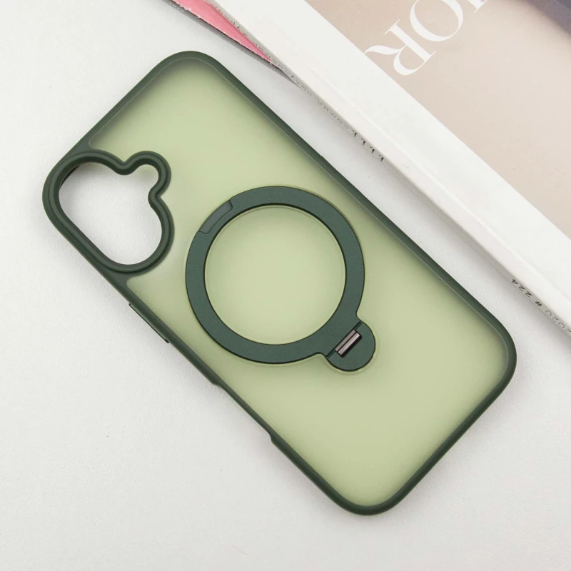 Кольоровий TPU+PC з металевими кнопками, кільцем та MagSafe на Apple iPhone 16 – Green. Фото 3 з 8