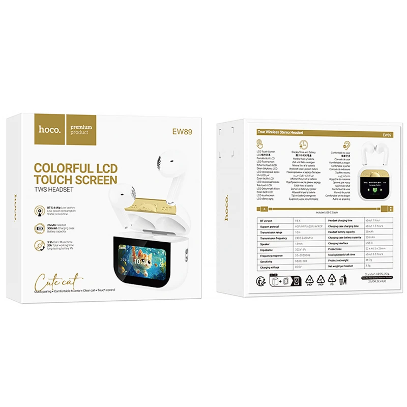 Бездротові TWS навушники Hoco EW89 Kissa – White. Фото 2 з 7