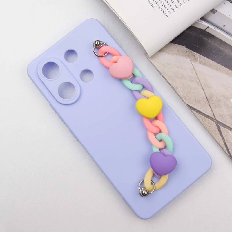 Чехол Heart с цепочкой для Xiaomi Poco X6 – Lilac Blue. Фото 4 из 11