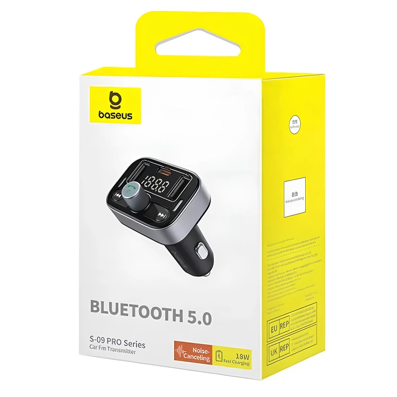 АЗП FM модулятор Baseus S-09 Pro Series 18W (2USB-A/1C) (C10762200113) – Cluster Black. Фото 6 з 6