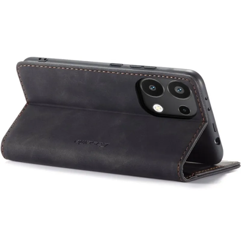 Шкіряний чохол-книжка CaseMe Velvet Nubuck для Xiaomi Redmi Note 13 4G – Black. Фото 6 з 6
