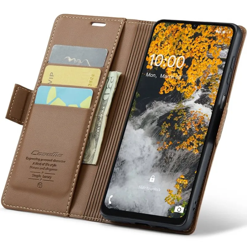 Шкіряний чохол-книжка CaseMe Nappa leather для Xiaomi Redmi Note 11 (Global) / Note 11S – Brown. Фото 8 з 10