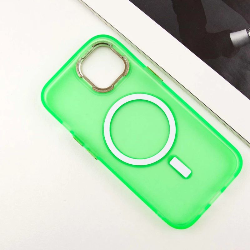 Кольоровий TPU+PC з MagSafe на Apple iPhone 14 (6.1") – Neon Green. Фото 9 з 13
