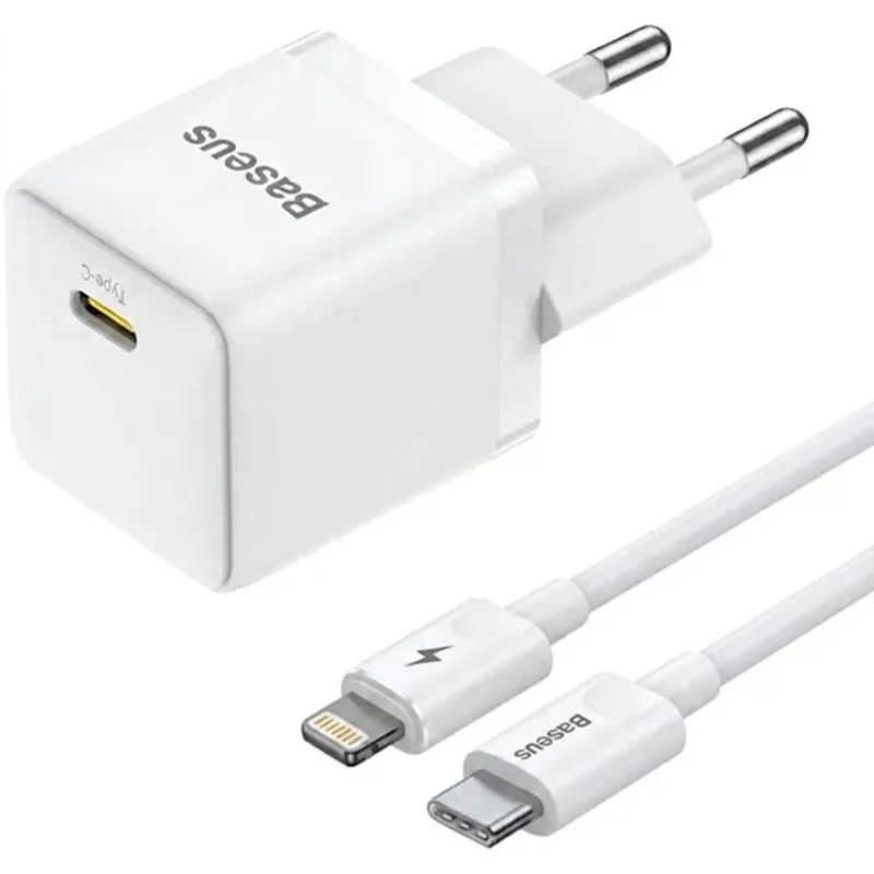 МЗП Baseus Palm Fast Charger 20W (1USB-C) + кабель Type-C to Lightning (E01164) – Moon White. Фото 1 з 1