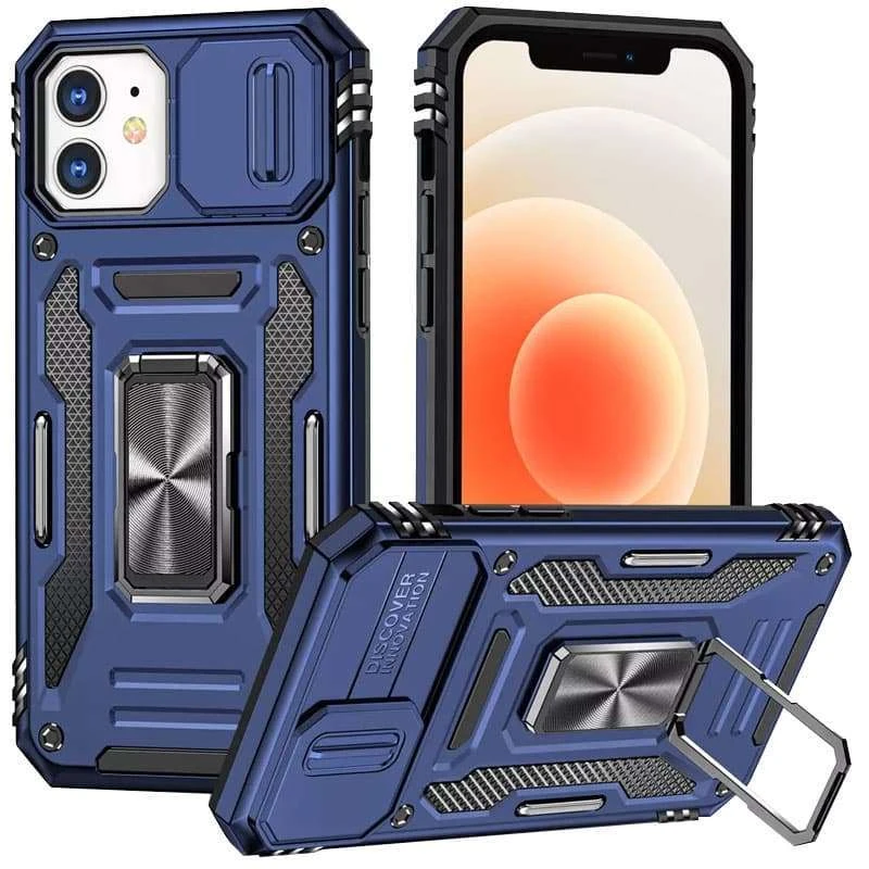 Ударопрочный чехол Square Ring c шторкой на камеру для Xiaomi Redmi Note 11 (Global) / Note 11S – Синий / Navy. Фото 2 из 7