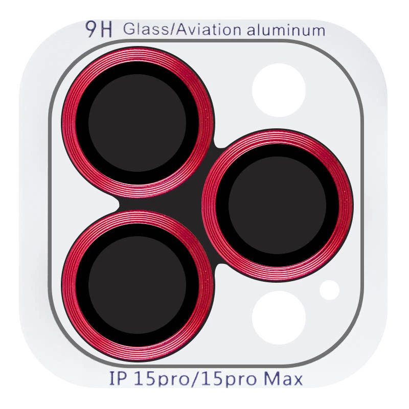 Металлическое защитное стекло на камеру для Apple iPhone 15 Pro Max (6.7") – Красный / Red. Фото 2 из 9