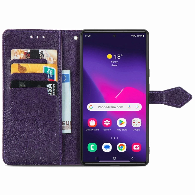 Кожаный чехол-книжка Art Case с визитницей для Samsung Galaxy S25 Ultra – Фиолетовый. Фото 3 из 10