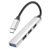 Переходник Hoco HB26 4in1 (Type-C to USB3.0+USB2.0*3) – silver. Фото 1 из 6