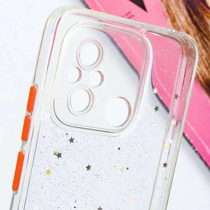 Чохол з блискітками та захистом камери на Xiaomi Redmi 12C / Poco C55 – Прозорий. Фото 7 з 9