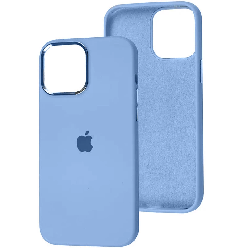 

Чехол Silicone Case с металлическими кнопками для Apple iPhone 12 Pro Max (6.7") (Голубой / Blue Fog), Блакитний / blue fog