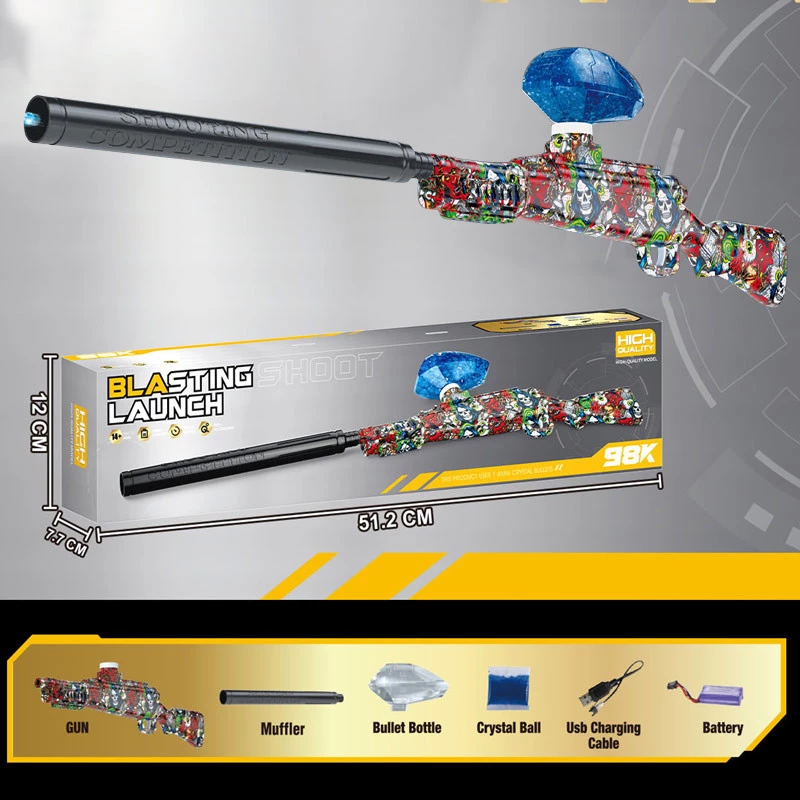 Винтовка на гідрогелевих кульках (орбізах) 98K Blasting Launch – Colorful Skulls. Фото 3 з 3