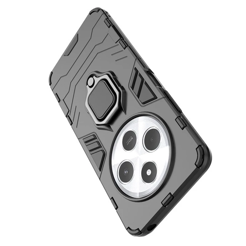 Противоударный чехол Transformer с кольцом для Xiaomi Redmi Note 13 Pro 5G – Черный / Soul Black. Фото 4 из 6