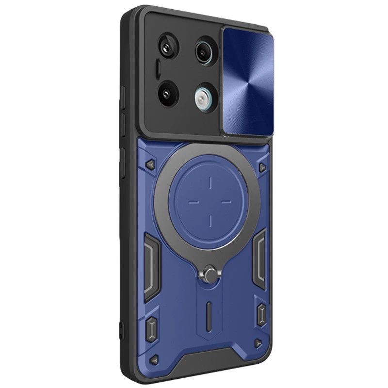 Ударопрочный чехол Bracket Ringstand с защитной шторкой для камеры для Xiaomi Poco X6 Pro – Blue. Фото 2 из 4