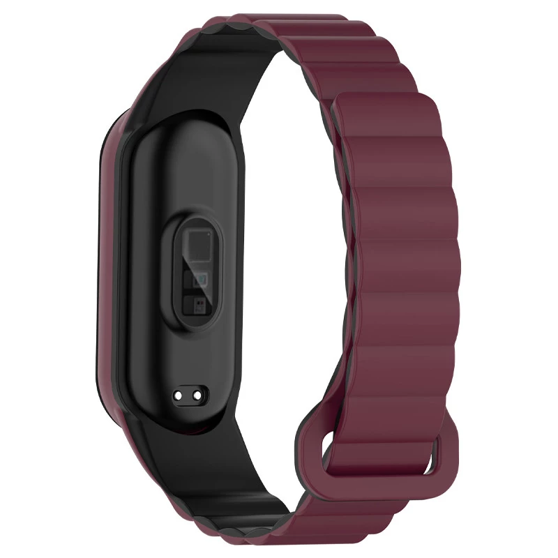 Ремінець Dual-color Magnetic для Xiaomi Mi Band 9/8 – Plum / Black. Фото 4 з 8
