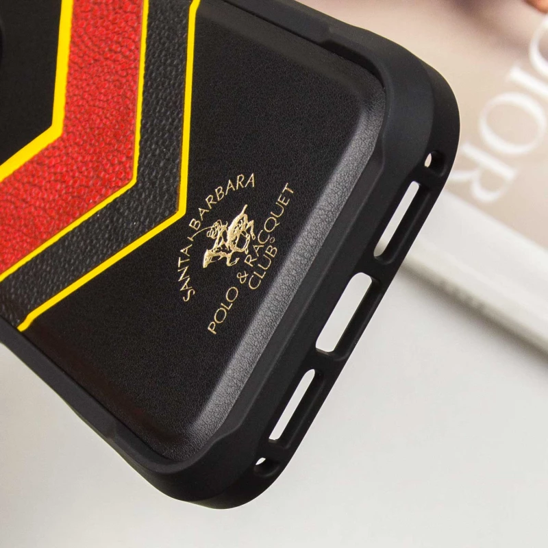Шкіряний чохол Polo Santa Barbara Barton для Apple iPhone 16 Pro – Black / Yellow. Фото 10 з 12