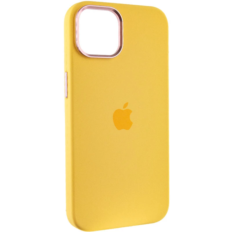 Чехол Silicone Case с металлическими кнопками для Apple iPhone 14 (6.1") – Желтый / Sunglow. Фото 2 из 9