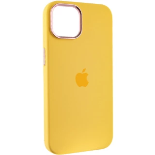Чохол Silicone Case з металевими кнопками на Apple iPhone 14 (6.1") — Жовтий / Sunglow