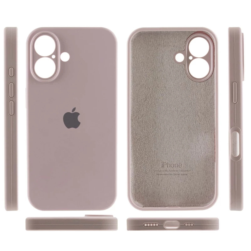 Чехол Silicone Case с защитой камеры для Apple iPhone 16 – Серый / Lavender. Фото 4 из 8