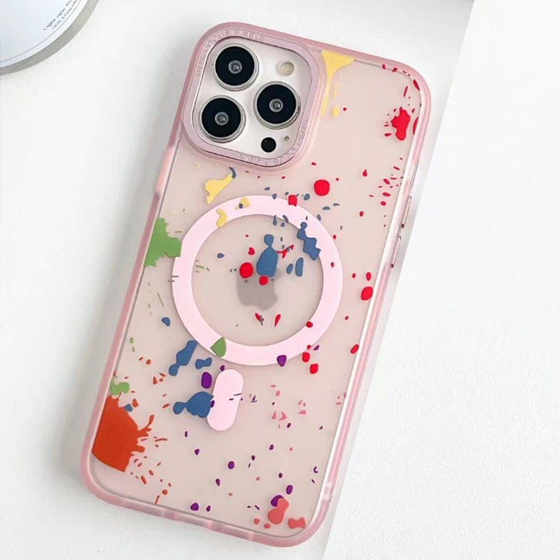 Чохол абстракція малювання з MagSafe на Apple iPhone 12 Pro Max (6.7") – Baby Pink. Фото 4 з 4