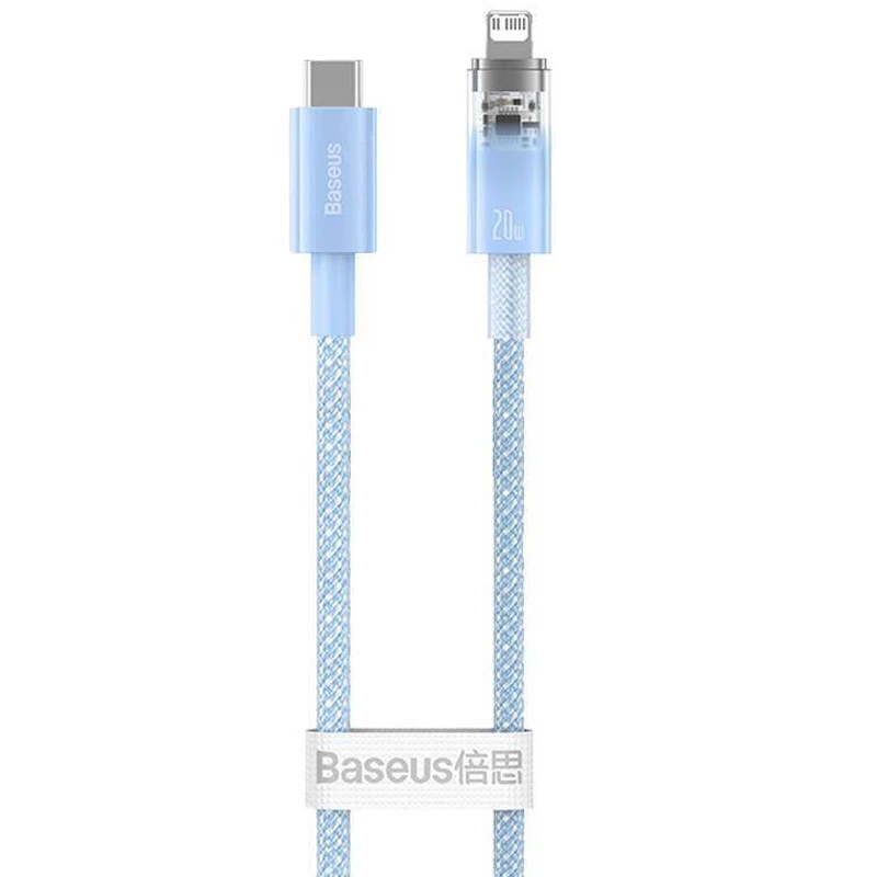 Дата кабель Baseus Explorer Type-C to Lightning 20W with Smart Temperature Control (1m) (CATS01020) – Blue. Фото 2 з 6