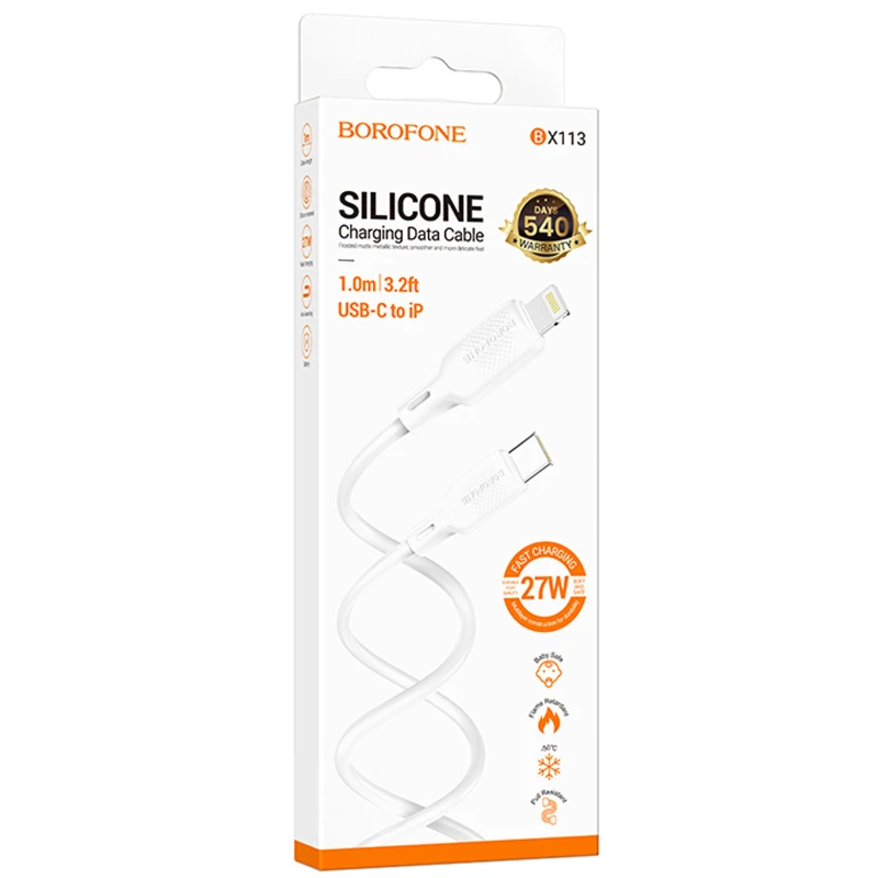 Дата кабель Borofone BX113 Lenny Type-C to Lightning 27W (1m) – White. Фото 4 из 4