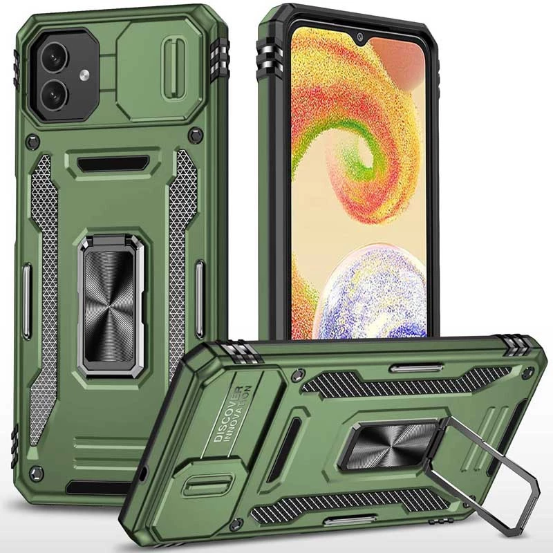 

Ударостійкий чохол Square Ring зi шторкою на камеру на Samsung Galaxy A05 (Оливковий / Army Green)